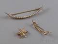 Three Gold and Seed Pearl Pins