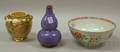 Chinese Export Porcelain Footed Bowl an Asian Glazed Ceramic DoubleGourd Vase and a Japanese Satsuma Footed Jar