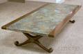 Modern Neoclassical Patinated Brassmounted Mahogany Low Table with Xform Base