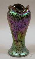 Loetzstyle Iridescent Oil Spot Pattern Art Glass Vase