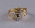 18kt Yellow Gold and Vshaped Diamond Ring
