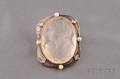 14kt Gold Molded Glass Enamel Diamond and Seed Pearl Cameo