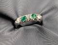 14kt White Gold Emerald and Diamond Fivestone Ring