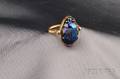 14kt Gold and Favrile Glass Scarab Swivel Ring