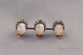 Antique Carved Moonstone and Diamond Bar Pin