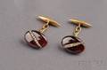 Antique 14kt Gold Garnet and Diamond Cuff Links