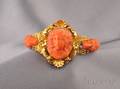 Antique 18kt Gold and Coral Cameo Bracelet