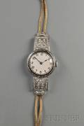 Ladys Art Deco Platinum and Diamond Wristwatch
