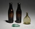 Four Blown Colored Glass Bottles