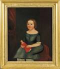 Attributed to Horace Bundy American 18141883 Portrait of a Young Girl Holding a Doll