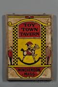 Painted Tin TOY TOWN TAVERN Trade Sign