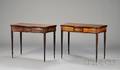 Pair of Federal Mahogany and Wavy Birch Inlaid Card Tables