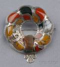 Victorian Scottish Agate Buckled Strap Brooch