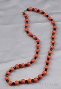 Coral and Onyx Bead Necklace