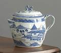 Chinese export blue and white Canton covered cider pitcher 19th c