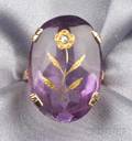 Antique 14kt Gold Amethyst and Diamond Ring