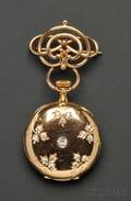 Antique Ladys 18kt Gold and Diamond Open Face Pendant Watch Shreve  Co San Francisco