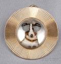 14kt Gold Reverse Crystal Doggy PendantBrooch