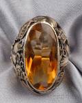 Arts  Crafts 14kt Gold and Citrine Ring