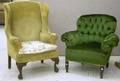 Chippendalestyle Upholstered Carved Mahogany Wing Chair and an Edwardian Upholstered Easy Chair