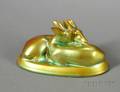 Zsolnay Green Eosin Figure of Two Recumbent Deer