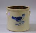 Cobalt Bird Decorated Stoneware Crock