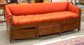 Chinese Campaigntype Upholstered Hardwood Couch over Three Short Drawers