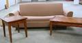 Contemporary Upholstered SleeperSofa and a Cherry Coffee and End Table Set