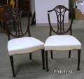 Set of Six Regencystyle White Leather Upholstered Inlaid Carved Mahogany Shieldback Dining Chairs