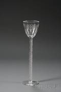 Steuben Engraved Colorless Glass Goblet with Spiral Stem