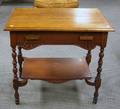 Late Victorian Carved and Turned Oak One Drawer Table