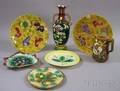 Seven Pieces of Assorted Majolica Tableware