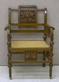 Victorian Aesthetic Caned Carved Oak Armchair