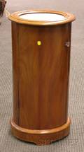 Biedermeierstyle Marbletop Blond Mahogany Cylindrical Commode Cabinet
