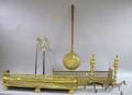 Seven Pieces of Brass Fireplace Equipment and Accessories