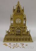 Goldpainted German Wood Fretwork Mantel Clock Case