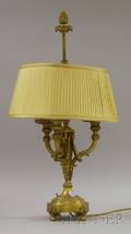 Neoclassicalstyle Giltbronze ThreeLight CandelabraTable Lamp with Shade