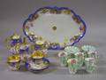 Eightpiece Paris Porcelain Gilt and Handpainted Floral Decorated Breakfast Set and a Set of Fourteen Crown St