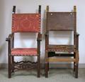 Two Continental Upholstered Carved Wood Armchairs