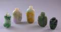 Five Asian Carved Stone Snuff Bottles