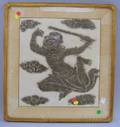 Framed Southeast Asian Brass Rubbing of an Immortal with Sword