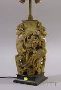 Carved Asian Soapstone Lamp