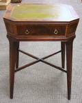 Regencystyle Inlaid Mahogany and Mahogany Veneer CutCorner Top Table with Leatherinset Top