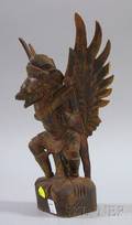 Asian Carved Wooden Figure of a HalfmanHalfbird