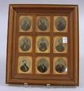 Framed Group of Nine Tintype Family Portraits