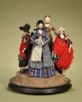 Early Wooden Dolls in an Early Victorian Domed Vignette