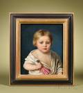 AngloAmerican School 19th Century Portrait of a Child Holding a Doll