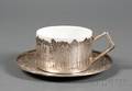 German Jugendstil 800 Silver Cup Frame with Liner and Saucer