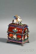 European Renaissance Revival Silver Enamel and Stoneset Jewel Casket