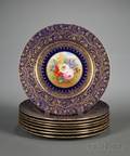Eight George Jones Handpainted Service Plates